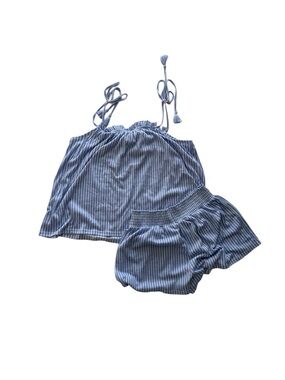 Laura Ashley Blue Striped Tank & Shorts Pajama Set